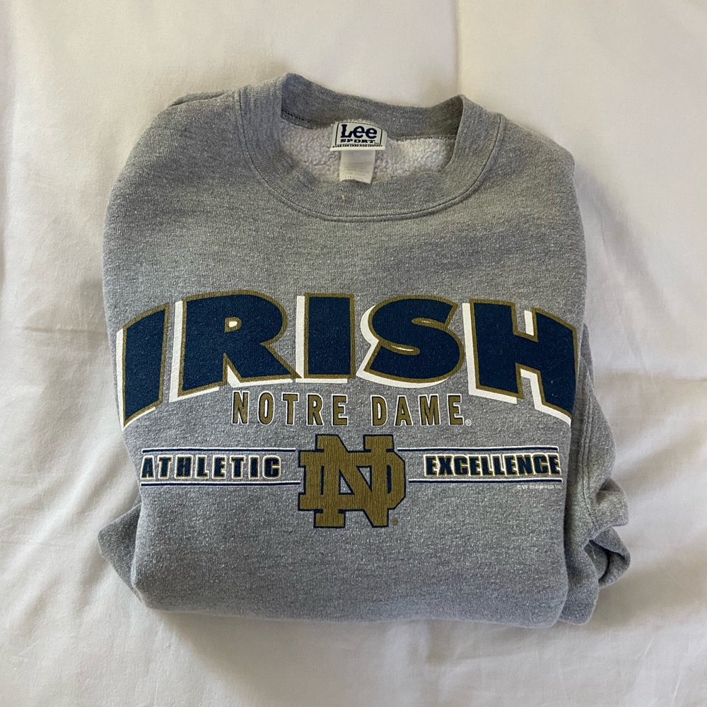 vintage noter dame football crew neck